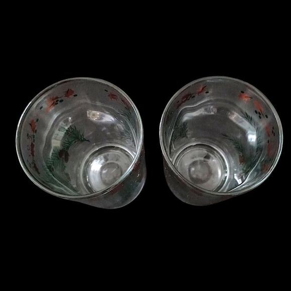 2 MCM Pine Branch Gold Holly Tumblers Continental Can Co Hazel Atlas Winter Vtg. - Picture 4 of 16